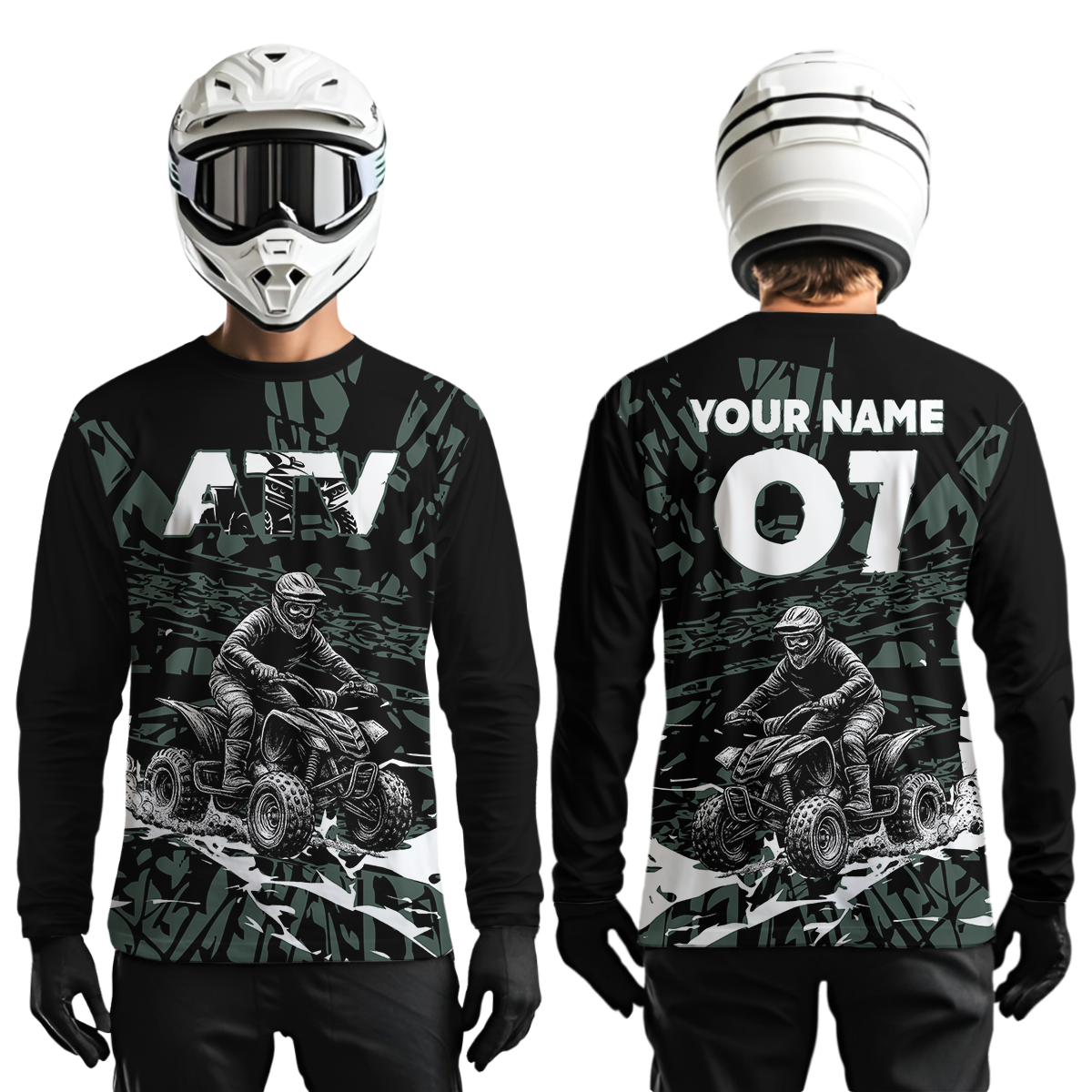 Custom ATV Motocross Jersey Green Quad Bike Shirt Men Women Kid Racing Off-Road MHT201