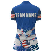 Load image into Gallery viewer, Navy Bowling Shirt Customized Quarter-Zip Shirt for Women Bowling Team with Name QZT271271