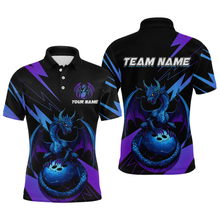 Load image into Gallery viewer, Teal And Purple Dragon Bowling Shirt Custom Name Bowling Jersey Team Bowling Polo Shirts QZT674