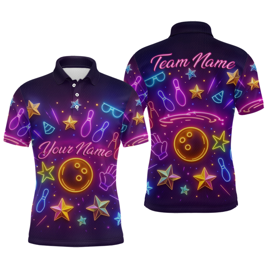 Custom Neon Bowling Shirt Polo & Quarter-Zip Shirts for Men Gift Bowling Jersey League QZT744