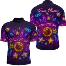 Load image into Gallery viewer, Custom Neon Bowling Shirt Polo &amp; Quarter-Zip Shirts for Men Gift Bowling Jersey League QZT744