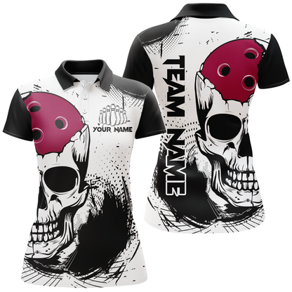 Skull Bowling Shirt for Women Custom Bowling Jersey Bowling Polo Shirt Bowling Team League QZT293