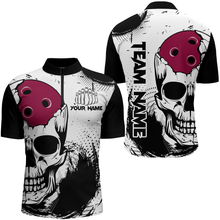 Load image into Gallery viewer, Personalized Bowling Shirt Skull Bowling Team Jersey Quarter-Zip Shirt for Men QZT275