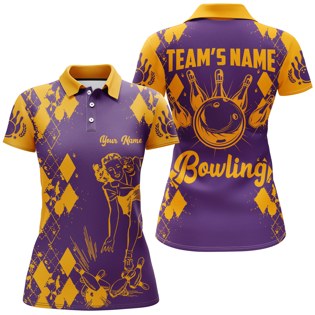 Funny Bowling Polo Shirt for Women Bowling Team Jersey Bowling Shirt Custom Bowling Shirt QZT20