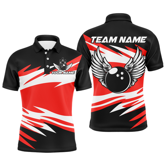 Camo Angel Wings Polo Bowling Shirts for Men Bowling Team Jersey Multicolor QZT470