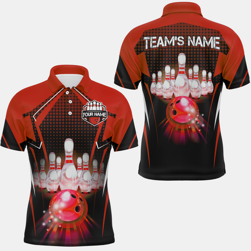 Personalized Bowling Jersey with Name and Team Name Custom Bowling Team Jersey Bowling Polo Shirt for Men QZT59