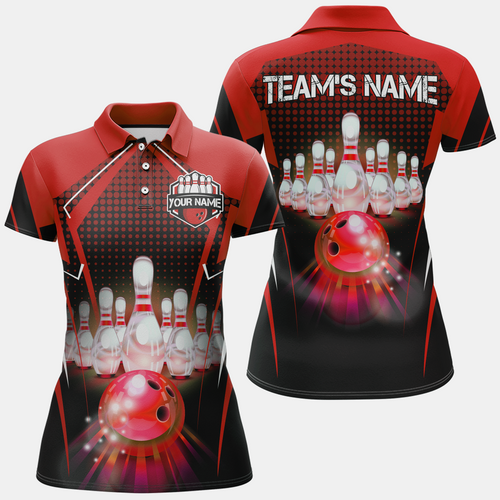 Personalized Bowling Jersey with Name and Team Name Custom Bowling Team Jersey Bowling Polo Shirt for Women QZT59