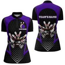 Load image into Gallery viewer, Custom Bowling Shirt for Women Bowling Jersey Bowling Team League Quarter-Zip Shirt QZT106