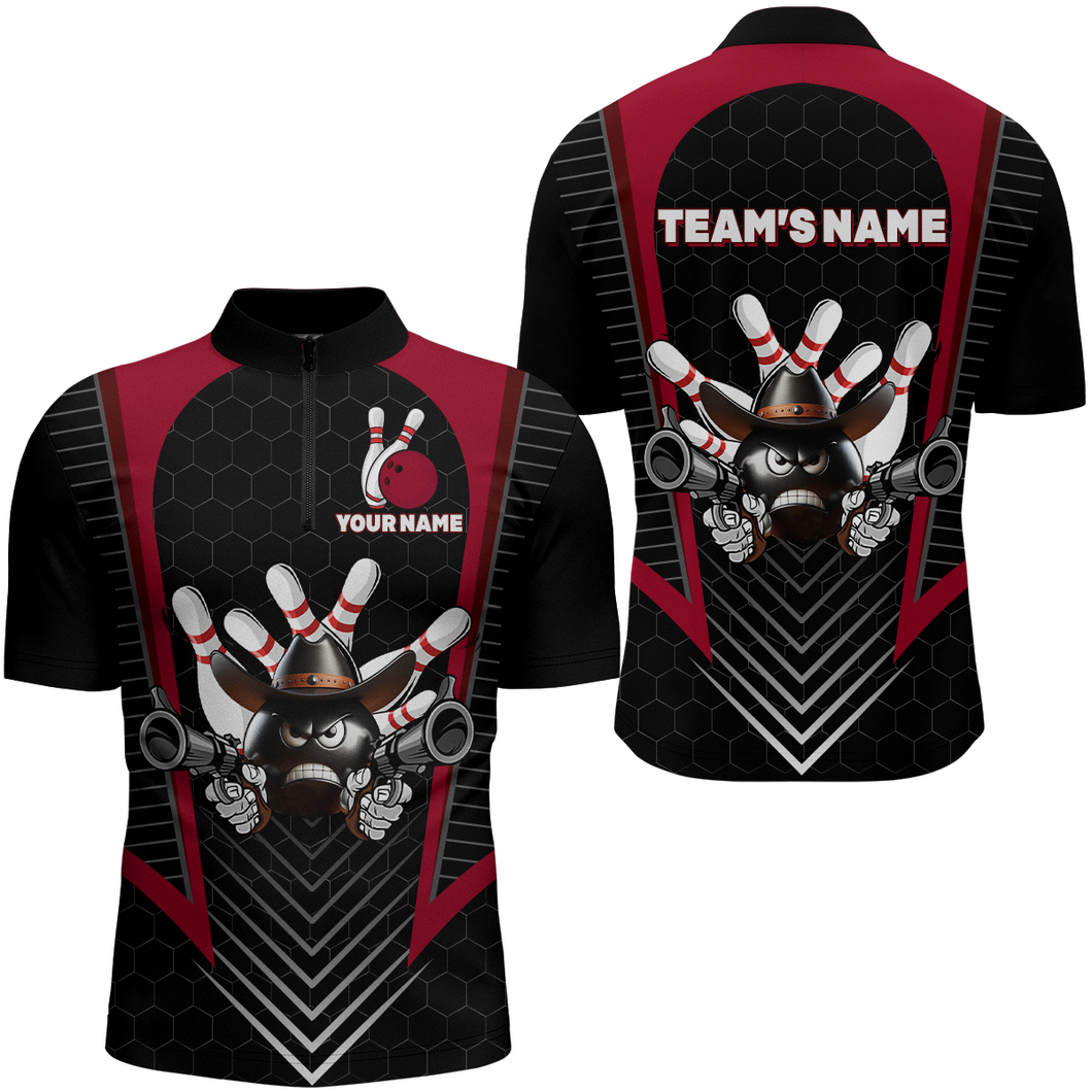 Custom Bowling Shirt for Men  Bowling Jersey Bowling Team League Quarter-Zip Shirt QZT106