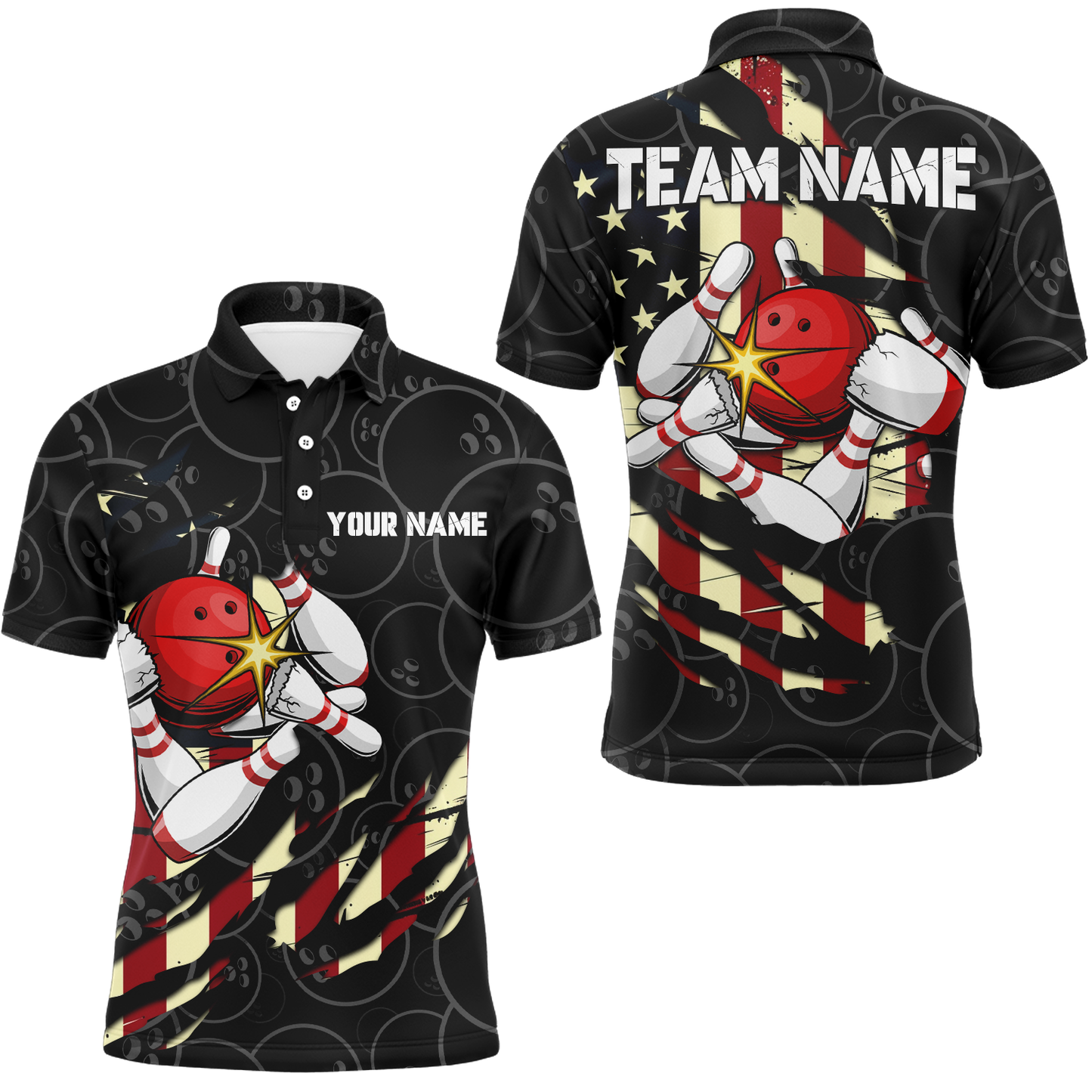 Personalized Bowling Shirts for Men Polo Bowling Jersey American Bowling Team League QZT438