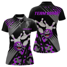Load image into Gallery viewer, Personalized Purple Crazy Bowling Shirt Polo Bowling Jersey Bowling Outfit QZT609