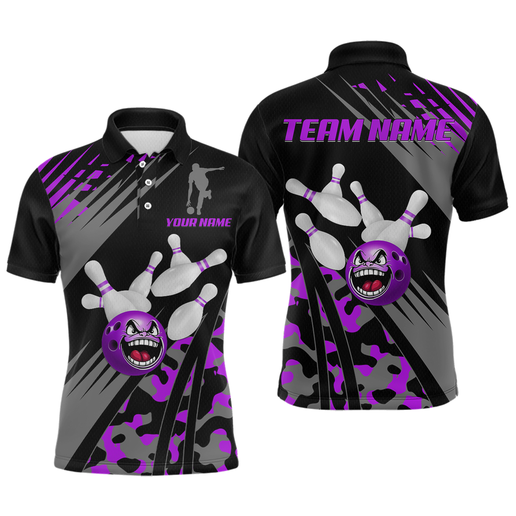 Personalized Purple Crazy Bowling Shirt Polo Bowling Jersey Bowling Outfit QZT609