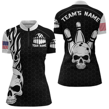 Load image into Gallery viewer, Custom Bowling 1/4-Zip Shirt for Men Women Skull Bowling Jersey Bowling Team League QZT47-4