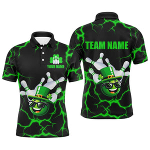 Personalized Bowling Patrick Day Shirt for Men Lucky Bowling Team Jersey Green Bowling Polo Shirt QZT220