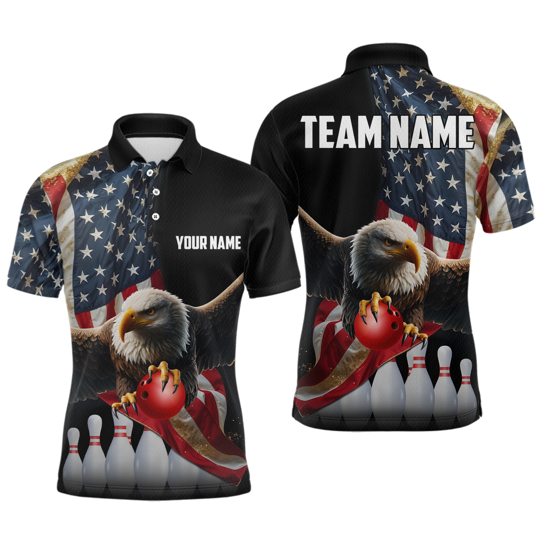 Custom Eagle Bowling Team Jersey American Bowling Polo Shirt for Men Women QZT636