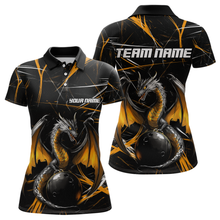 Load image into Gallery viewer, Black &amp; Gold Dragon Bowling Shirt Custom Polo Bowling Jersey for Men Women QZT682