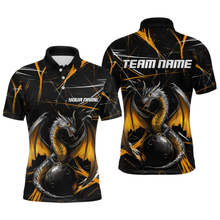 Load image into Gallery viewer, Black &amp; Gold Dragon Bowling Shirt Custom Polo Bowling Jersey for Men Women QZT682