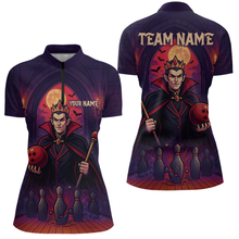 Load image into Gallery viewer, Custom Vampire Bowling Team Shirt Polo &amp; Quarter-Zip Bowling League Jersey for Women Outfit QZT752