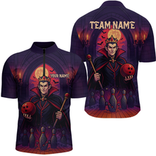Load image into Gallery viewer, Custom Vampire Bowling Team Shirt Polo &amp; Quarter-Zip Bowling League Jersey for Men Outfit QZT752