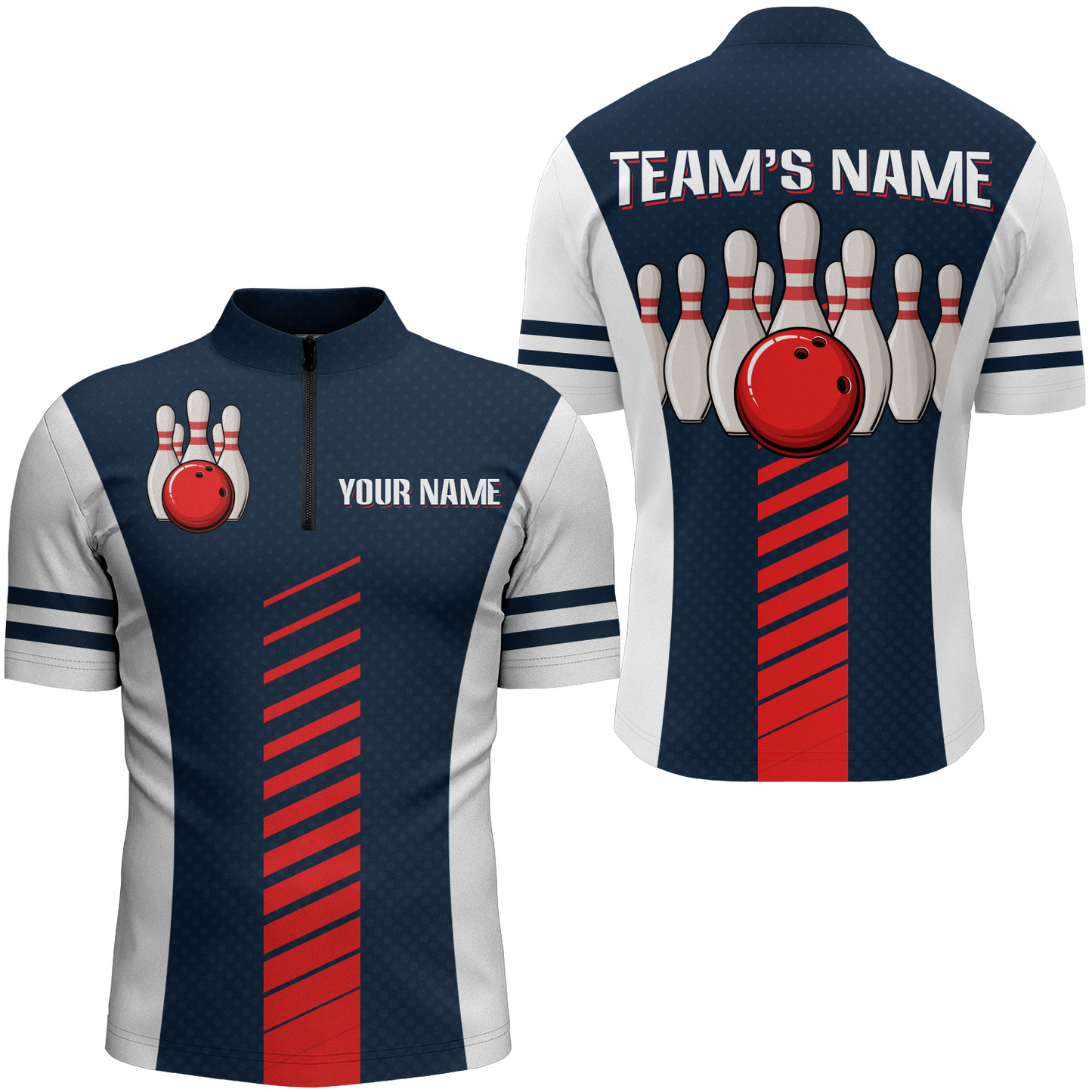 Custom Bowling Shirt for Men Personalized Bowling Jersey Bowling Team League Quarter-Zip Shirt QZT67-2