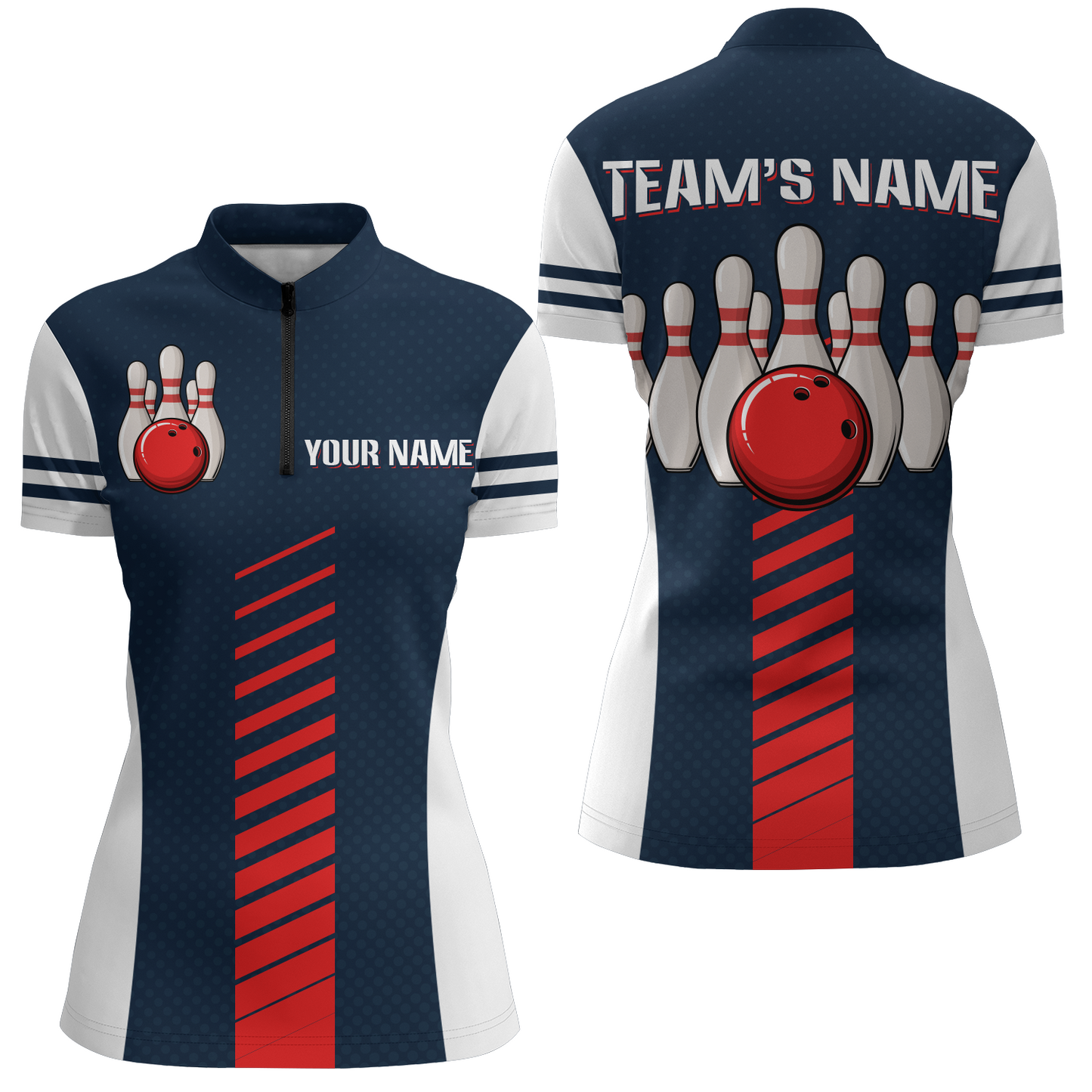 Custom Bowling Shirt for Women Personalized Bowling Jersey Bowling Team League Quarter-Zip Shirt QZT67-2