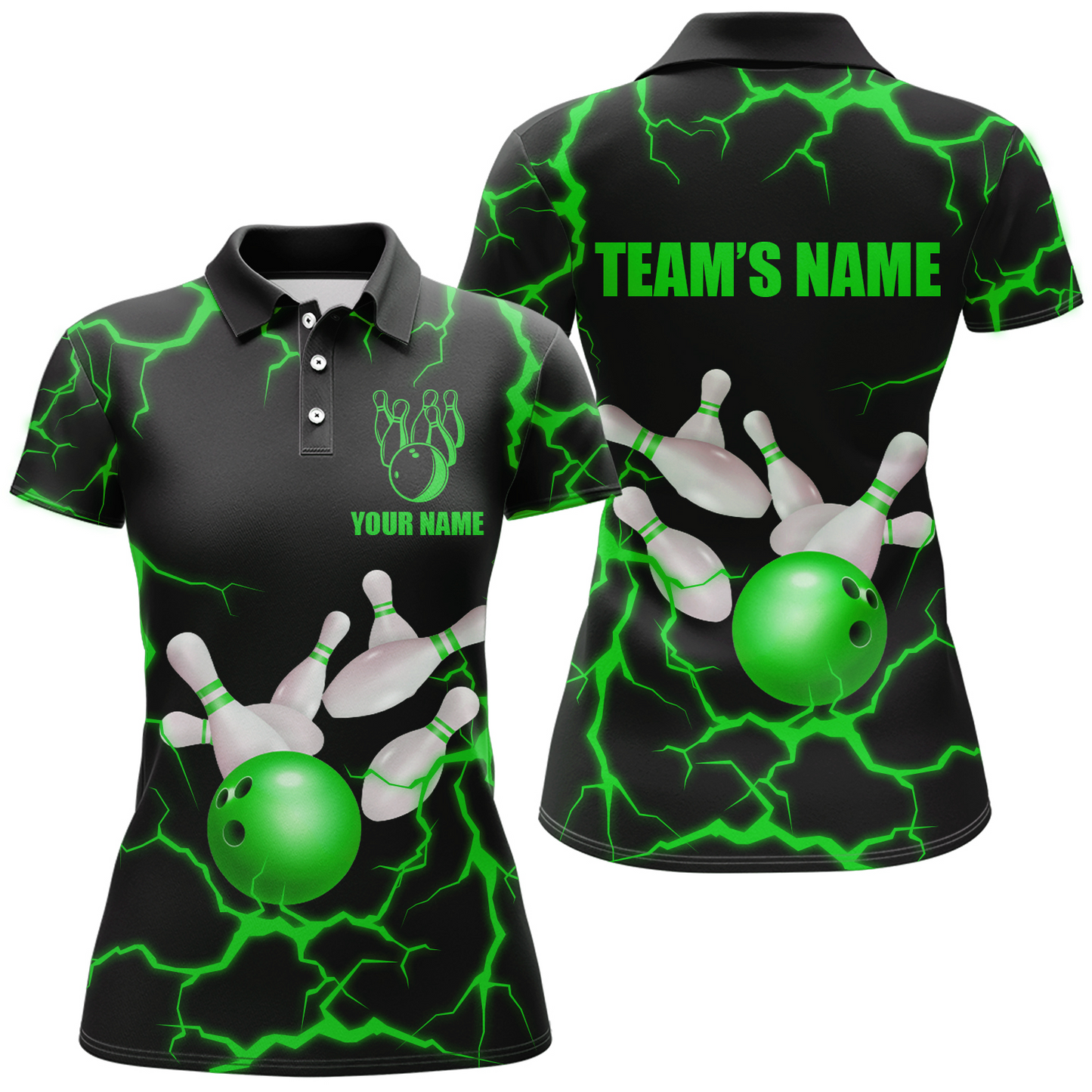 Personalized 3D Women's Bowling Team Jersey Bowling Shirt American Bowling Polo Shirt QZT33