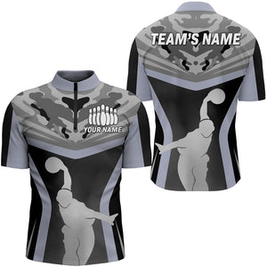 Personalized Bowling Quarter-Zip Shirt for Men Custom Bowling Team Jersey Bowling Shirt QZT21