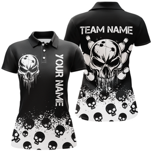 Custom Skull Bowling Team Shirts Bowling Polo Shirts Unisex Bowling with Name QZT582