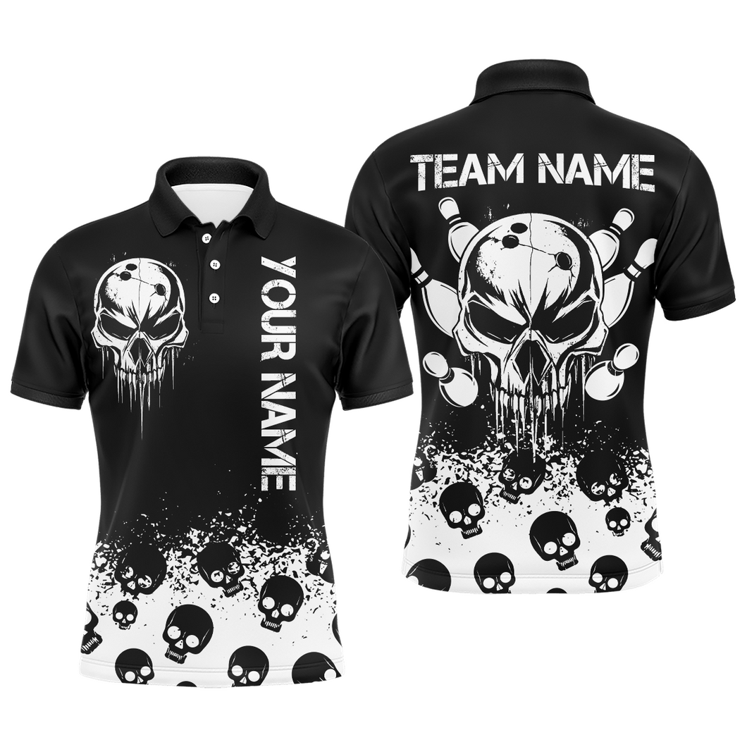 Custom Skull Bowling Team Shirts Bowling Polo Shirts Unisex Bowling with Name QZT582