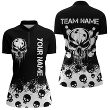 Load image into Gallery viewer, Custom Skull Bowling Team Shirts Bowling Quarter-Zip Shirts Unisex Bowling with Name QZT582