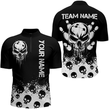 Load image into Gallery viewer, Custom Skull Bowling Team Shirts Bowling Quarter-Zip Shirts Unisex Bowling with Name QZT582