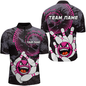 Personalized Bowling Shirts for Men 1/4 Zip Camo Bowling Jersey Bowling Uniform QZT446