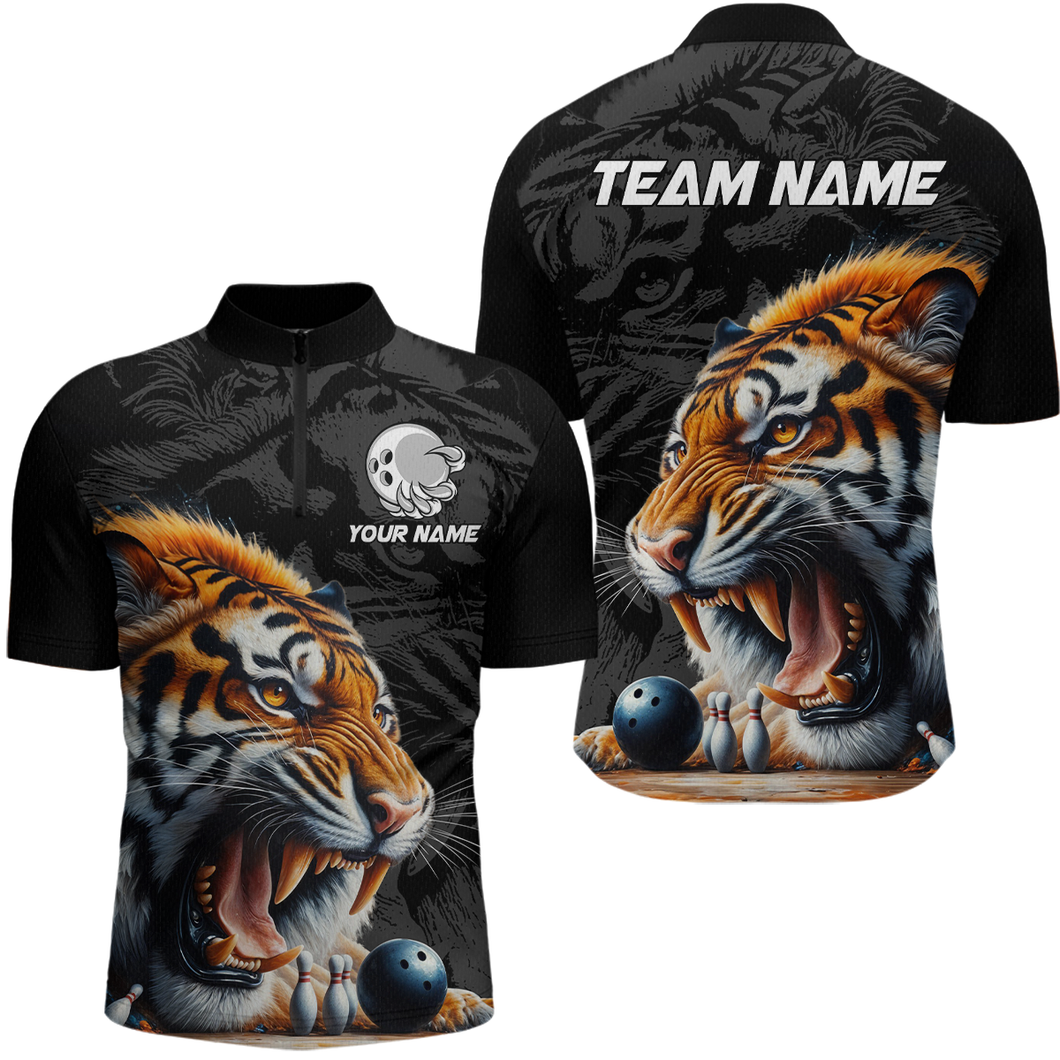 Custom Tiger Bowling Shirt Tiger Bowling Team League Unisex Quarter-Zip Bowling Outfit QZT638