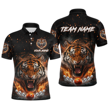 Load image into Gallery viewer, Custom Flame Tiger Bowling Shirt Orange Polo Bowling Jersey for Men and Women Gifts QZT639