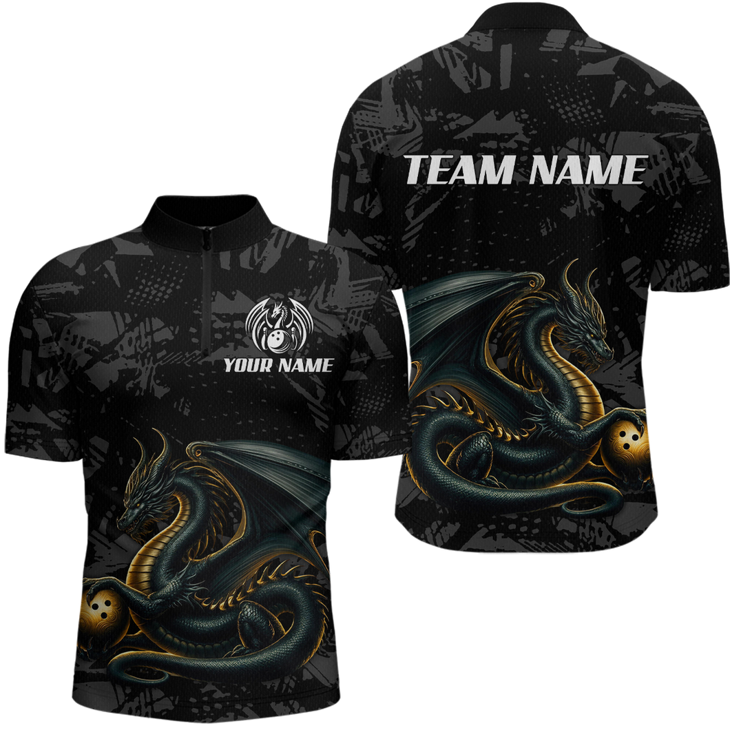 Dragon Bowling Team Shirt Custom Dragon Bowling Jersey 1/4-Zip Bowling Performance QZT640