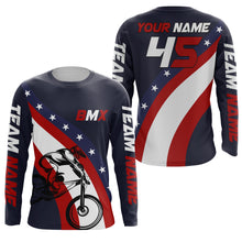 Load image into Gallery viewer, Personalized Patriotic BMX Racing Jersey UPF30+ US Bicycle Motocross Tire Track American Off-Road Adult&amp;Kid Jersey|LUT05