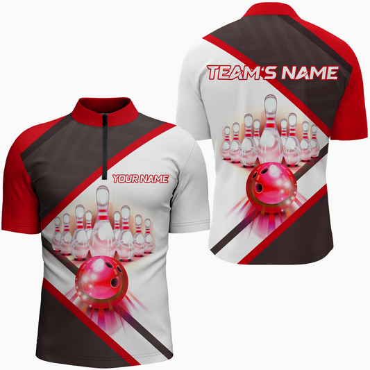 Custom Bowling Shirt for Men, Personalized Bowling Jersey, Men's Bowling Quarter-Zip Shirt QZT41