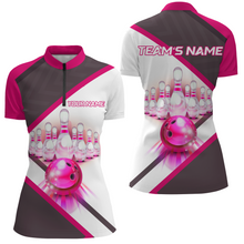 Load image into Gallery viewer, Custom Bowling Shirt for Women, Personalized Bowling Jersey, Women's Bowling Quarter-Zip Shirt QZT41