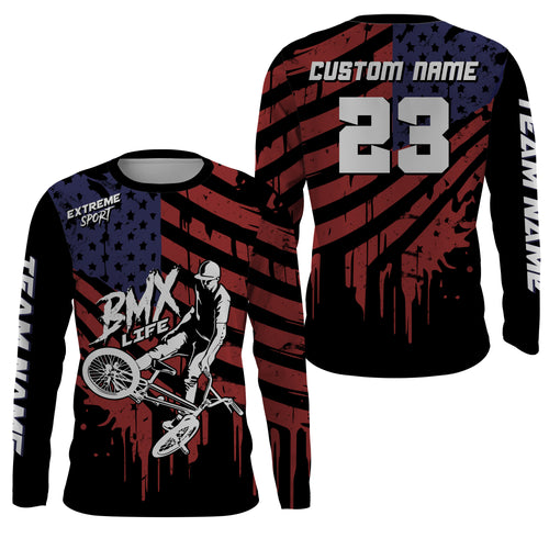 American Flag Bicycle Motocross Jersey upf30+ Patriotic BMX Racing Adult & Kid BMX Jersey| LUT07