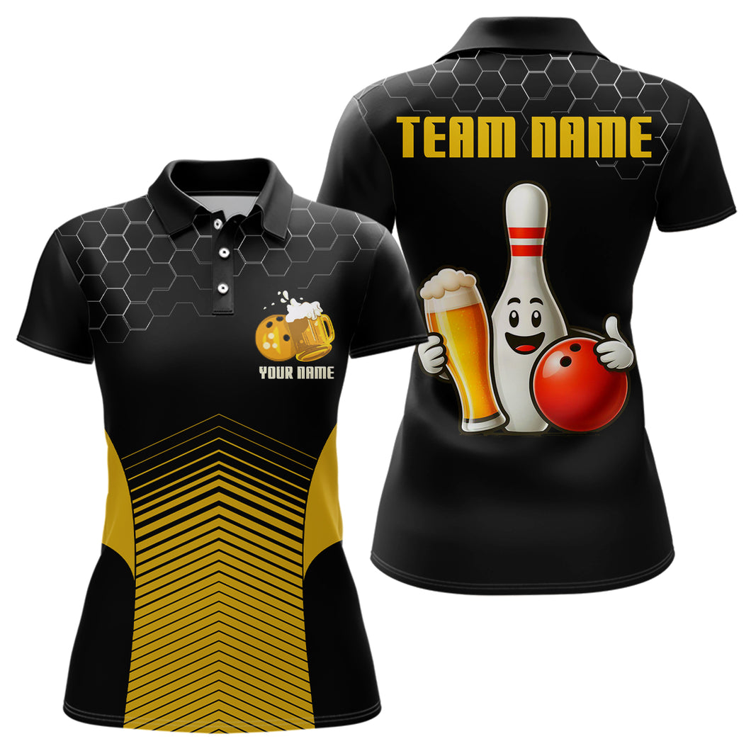 Funny Bowling Polo Shirt Bowling Team Jersey Custom Bowling Shirt for Women QZT82