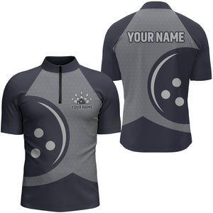 Personalized 3D Men's Bowling Team Jersey Bowling Shirt American Bowling Quarter-Zip Shirt QZT56-1