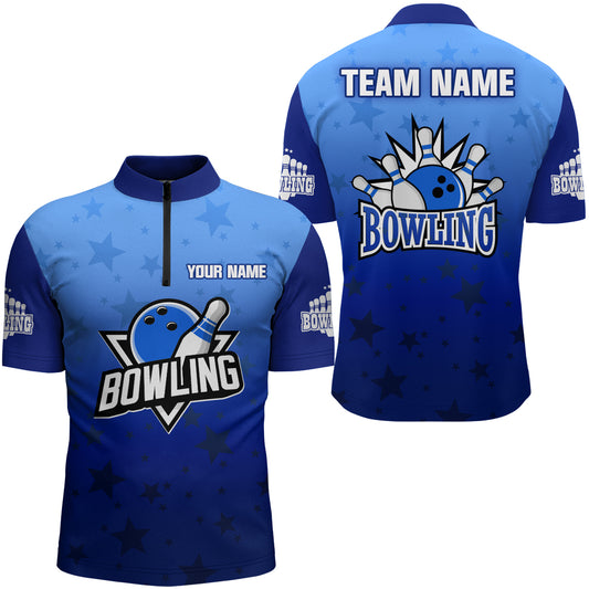 Custom Bowling Shirt for Men Bowling Jersey Bowling Team League Quarter-Zip Shirt QZT99-4