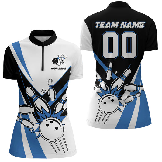 Bowling Quarter-Zip Shirt for Women Custom Bowling Team Shirt Bowlers Jersey QZT15