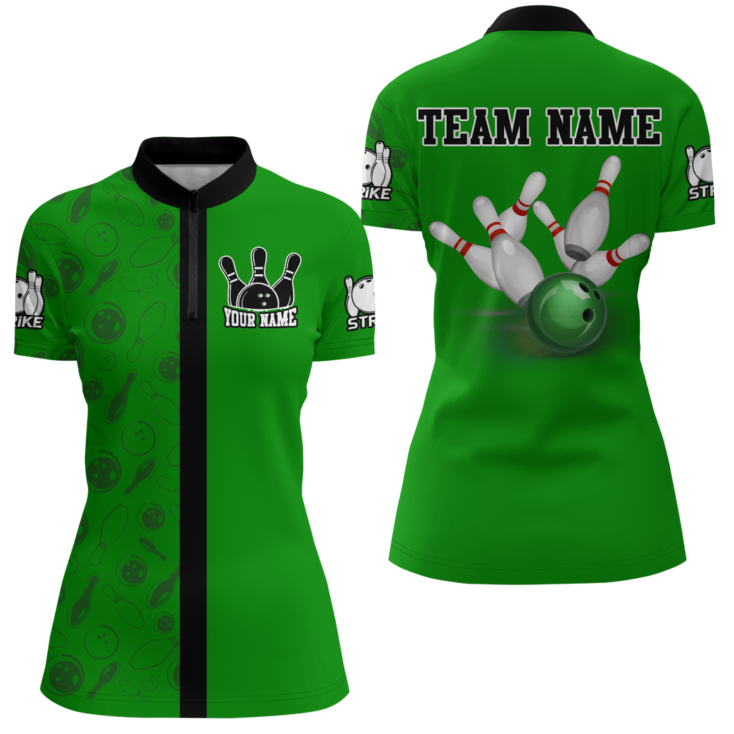 Custom Bowling Shirt for Women Bowling Jersey Bowling Team League Quarter-Zip Shirt QZT112