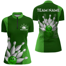 Load image into Gallery viewer, Personalized Bowling Shirt for Women Custom Bowling Jersey Bowling Team Quarter-Zip Shirt QZT110