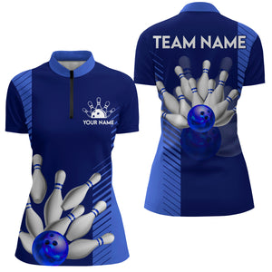 Personalized Bowling Shirt for Women Custom Bowling Jersey Bowling Team Quarter-Zip Shirt QZT110