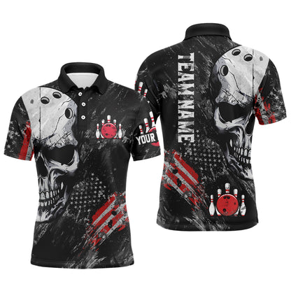 Custom Bowling Shirt for Men Skull Bowling Jersey Bowling Team League Polo Shirt QZT47-3