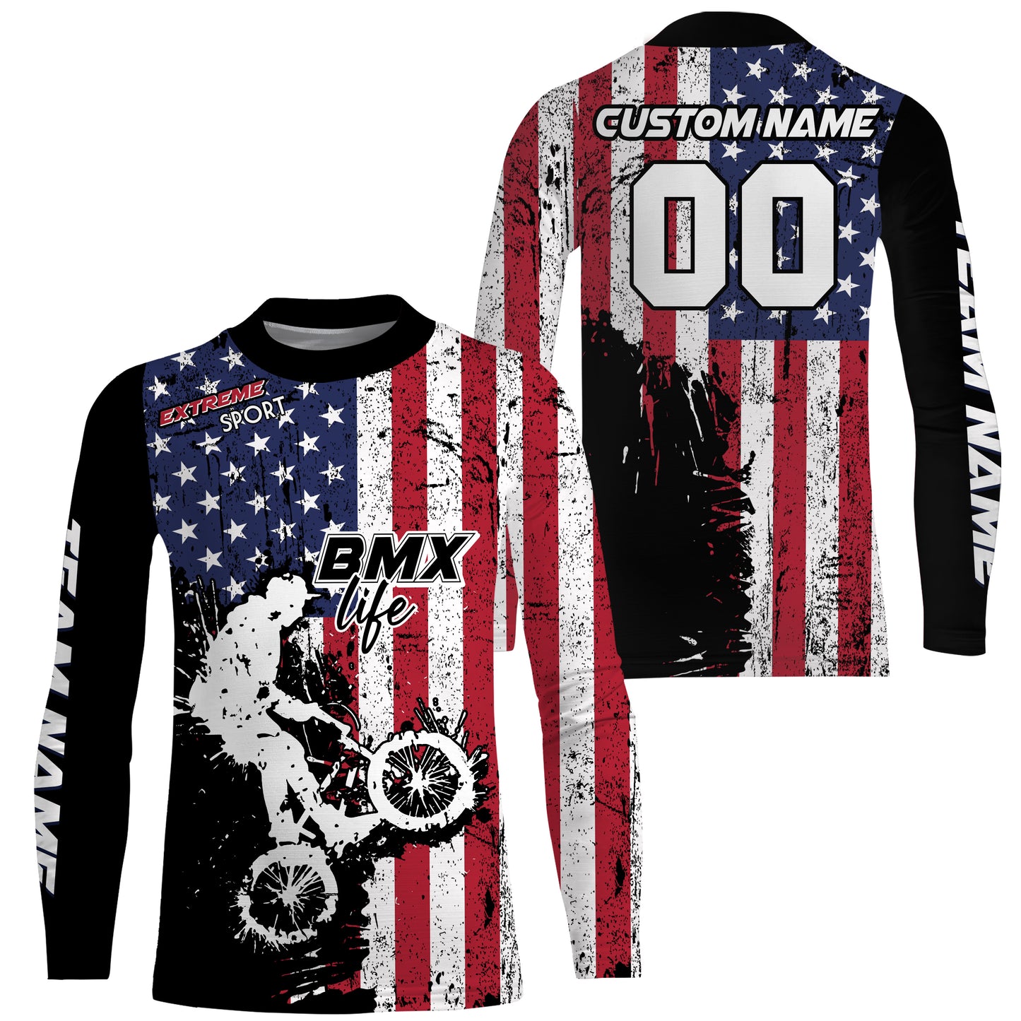 American Bicycle Jersey UPF30+ Patriotic BMX Racing Off-Road Adult&Kid BMX Life Jersey| LUT01