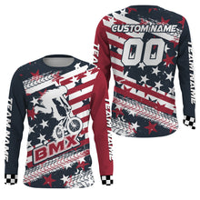 Load image into Gallery viewer, Personalized Patriotic BMX Racing Jersey UPF30+ US Bicycle Motocross Tire Track American Off-Road Adult &amp; Kid Jersey|LUT03