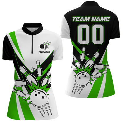 Bowling Quarter-Zip Shirt for Women Custom Bowling Team Shirt Bowlers Jersey QZT15